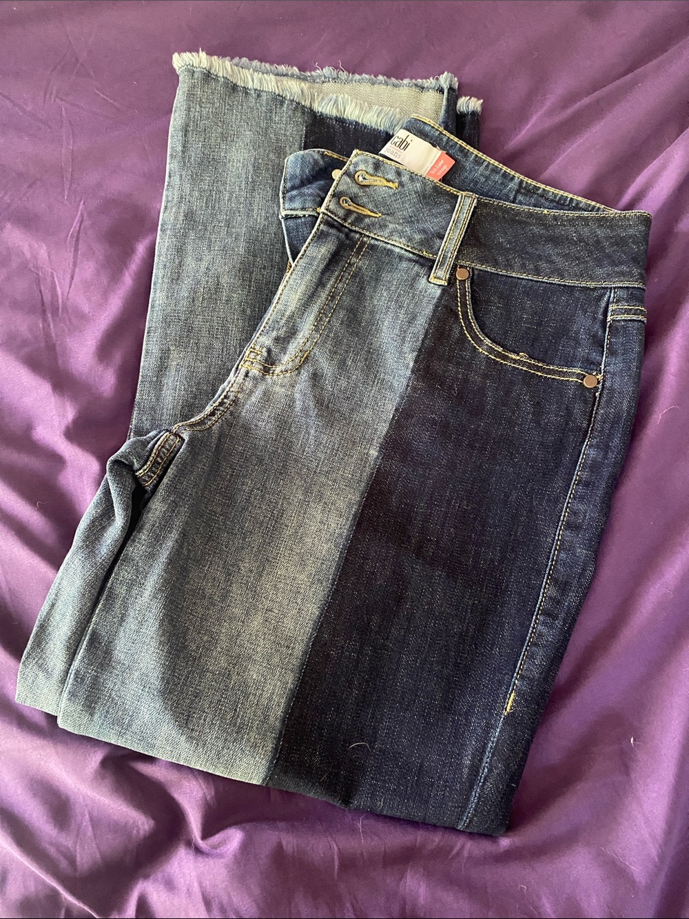 CAbi Jeans Two-Tone Blue - Hi-low crop - 8
